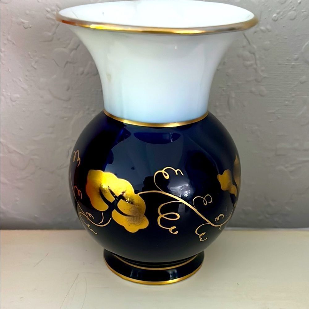 Jlmenau graf von henneberg etc kobalt Numbered Germany Blue / Gold VTG Bud Vase